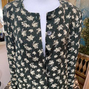 VINTAGE Pant Set by Rexx LTD London New York, floral dark green & ivory, Med